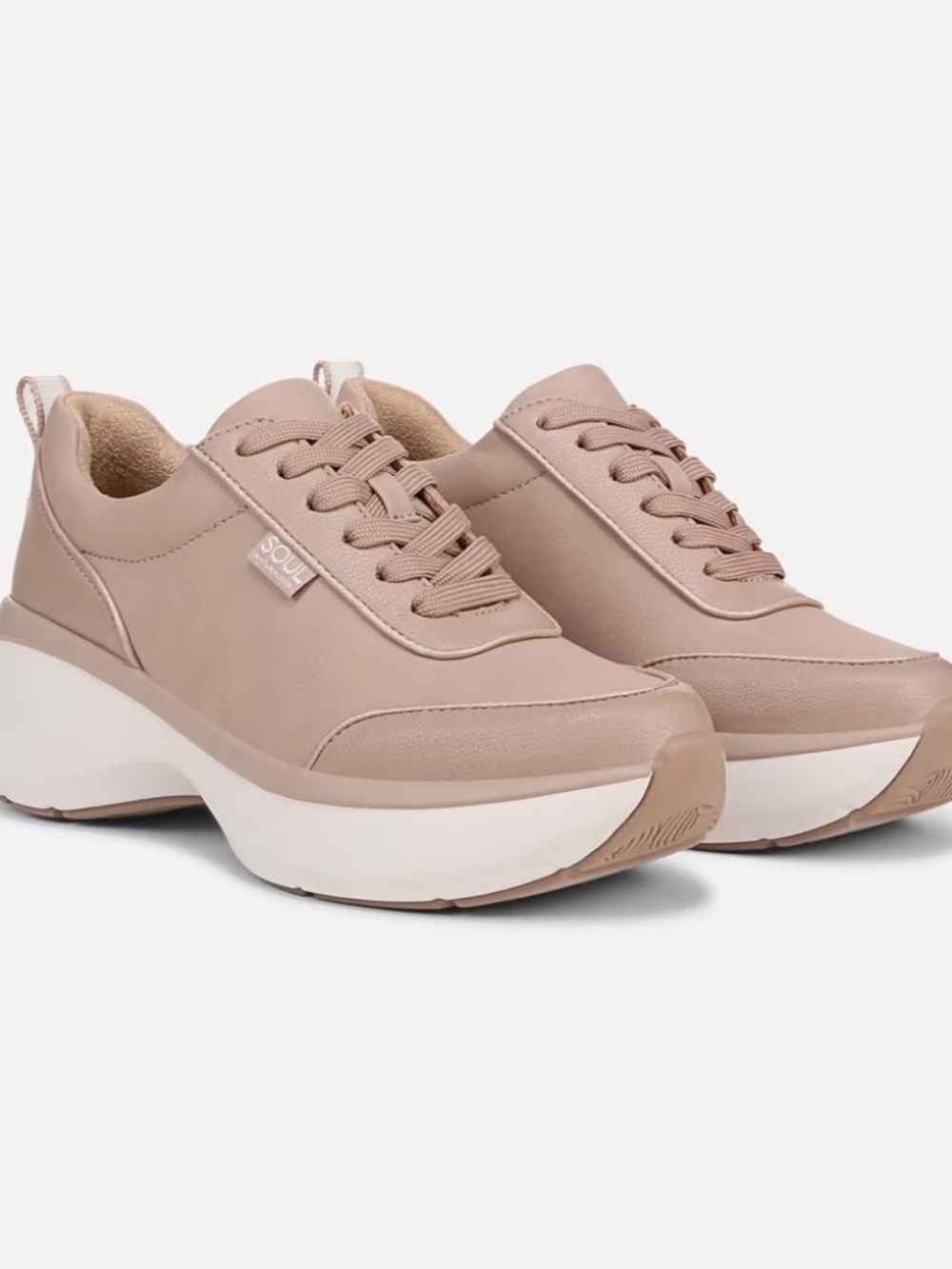 SOUL Roquel Lace Up Sneaker Women’s Vintage Mauve Faux Nubuck Casual Comfort Sho